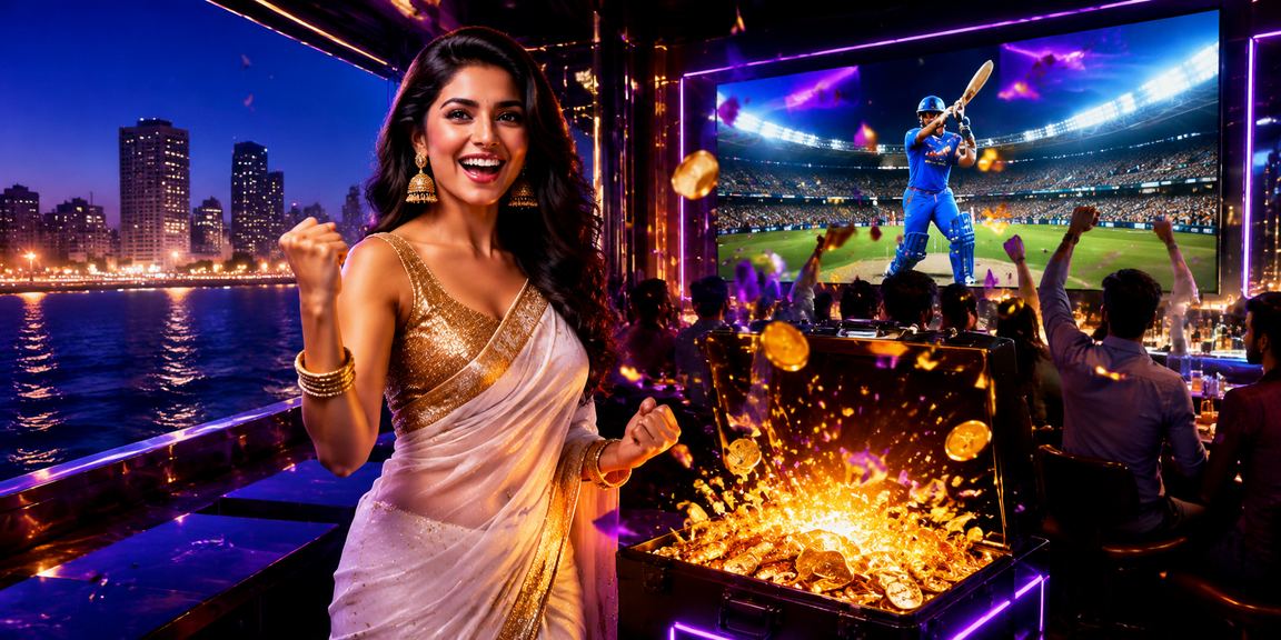 Indian woman watching cricket and using betting app
